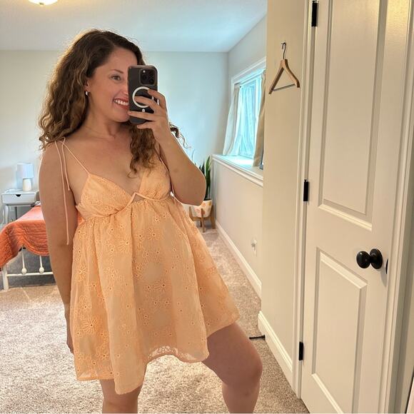 NWT For Love & Lemons Peach Pink Floral Bustier Mini Dress XS - Picture 3 of 14